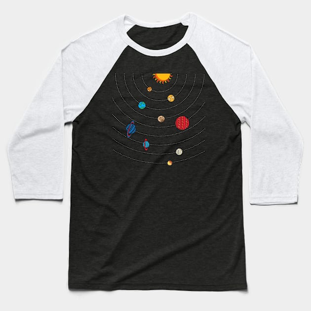 Solar System In Dark Space Funny For Astronomer Nine Planets Baseball T-Shirt by mangobanana